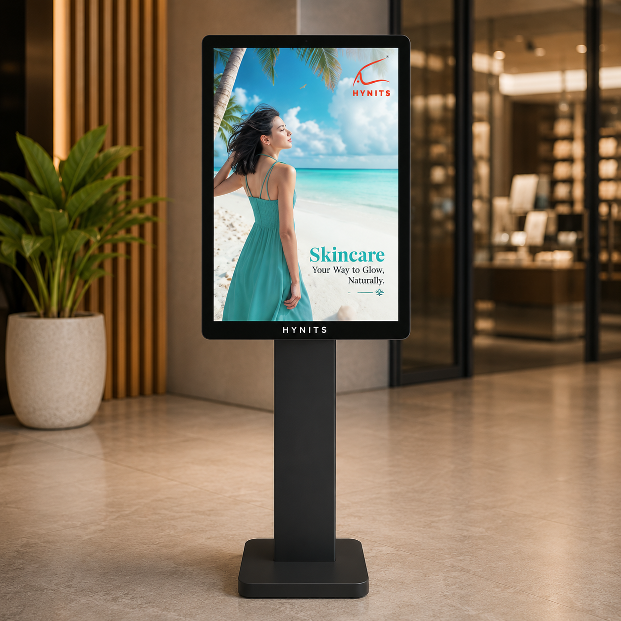 Indoor ultra thin self inquiry kiosk with Full HD capacitive touch display